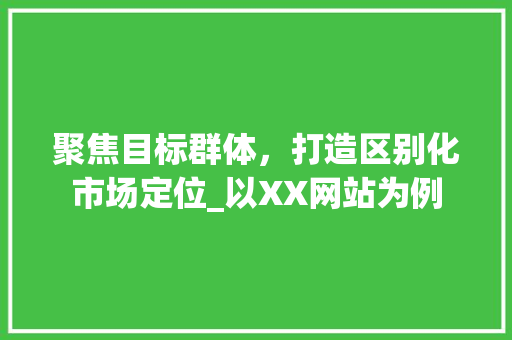 聚焦目标群体，打造区别化市场定位_以XX网站为例