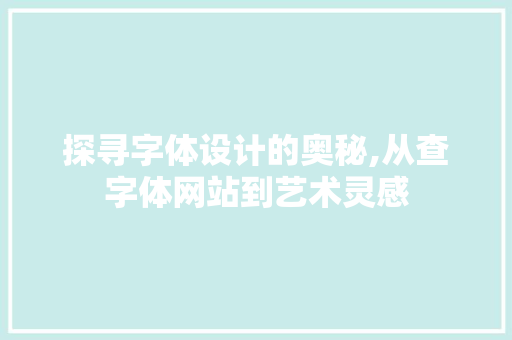 探寻字体设计的奥秘,从查字体网站到艺术灵感 CSS