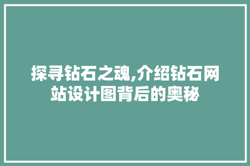 探寻钻石之魂,介绍钻石网站设计图背后的奥秘