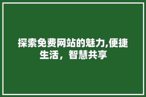 探索免费网站的魅力,便捷生活，智慧共享 Python