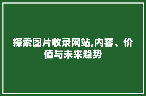 探索图片收录网站,内容、价值与未来趋势