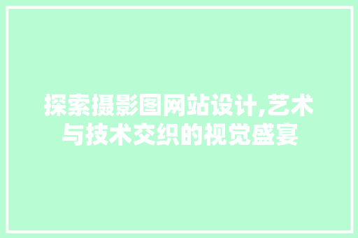 探索摄影图网站设计,艺术与技术交织的视觉盛宴 PHP