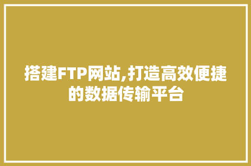 搭建FTP网站,打造高效便捷的数据传输平台