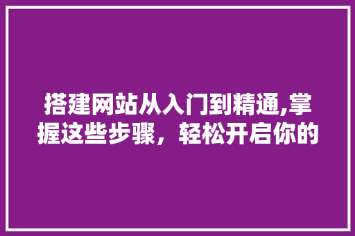 搭建网站从入门到精通,掌握这些步骤，轻松开启你的网络之旅