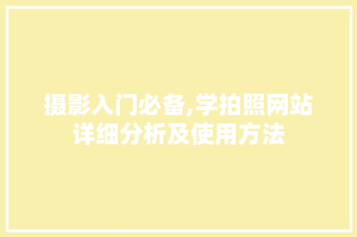 摄影入门必备,学拍照网站详细分析及使用方法