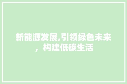 新能源发展,引领绿色未来，构建低碳生活