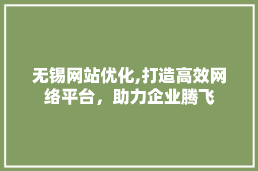 无锡网站优化,打造高效网络平台，助力企业腾飞 SQL