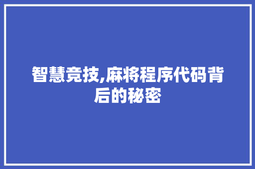 智慧竞技,麻将程序代码背后的秘密