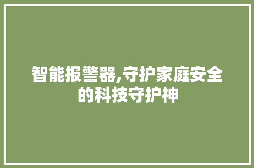 智能报警器,守护家庭安全的科技守护神