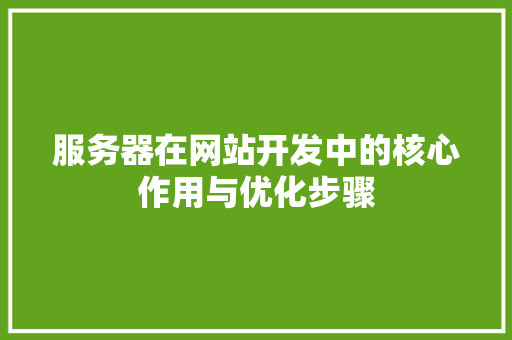 服务器在网站开发中的核心作用与优化步骤 React