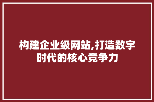 构建企业级网站,打造数字时代的核心竞争力