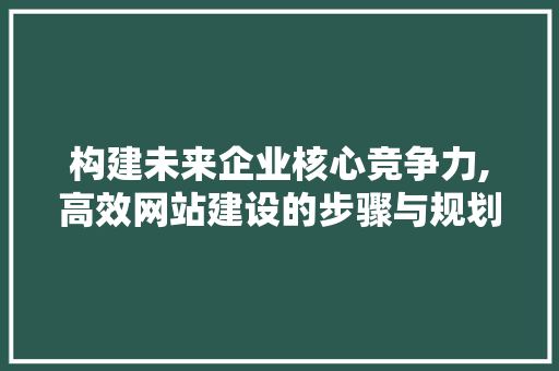 构建未来企业核心竞争力,高效网站建设的步骤与规划 Node.js