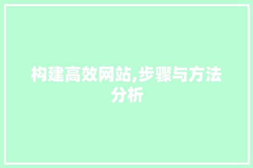 构建高效网站,步骤与方法分析 NoSQL