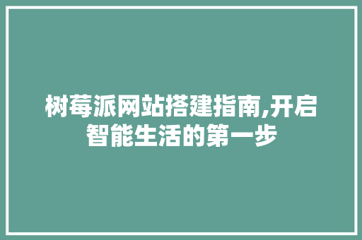 树莓派网站搭建指南,开启智能生活的第一步