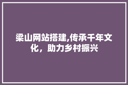 梁山网站搭建,传承千年文化，助力乡村振兴