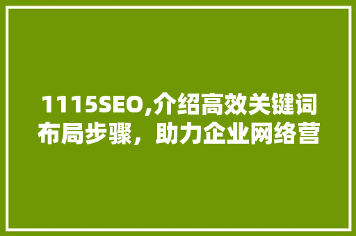 1115SEO,介绍高效关键词布局步骤，助力企业网络营销 Python