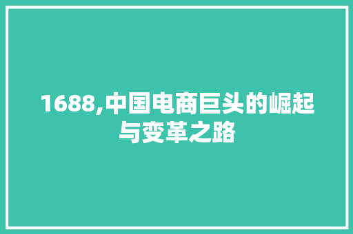 1688,中国电商巨头的崛起与变革之路 Angular