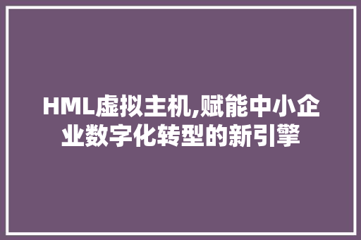 HML虚拟主机,赋能中小企业数字化转型的新引擎