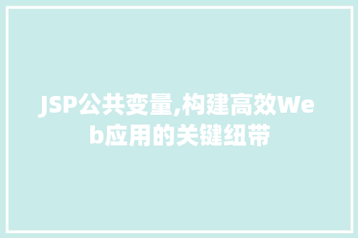 JSP公共变量,构建高效Web应用的关键纽带