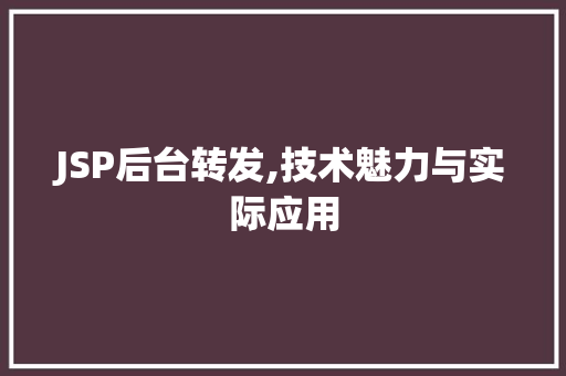 JSP后台转发,技术魅力与实际应用