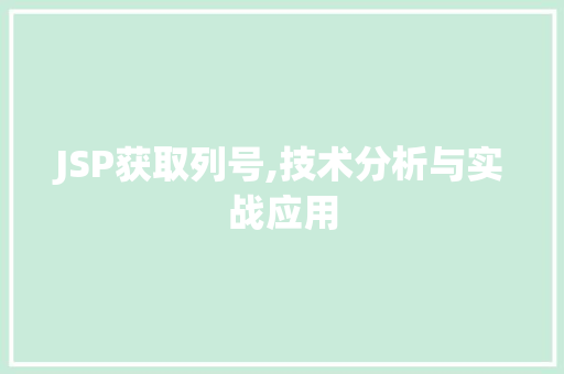 JSP获取列号,技术分析与实战应用