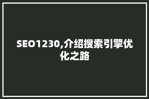 SEO1230,介绍搜索引擎优化之路 Bootstrap