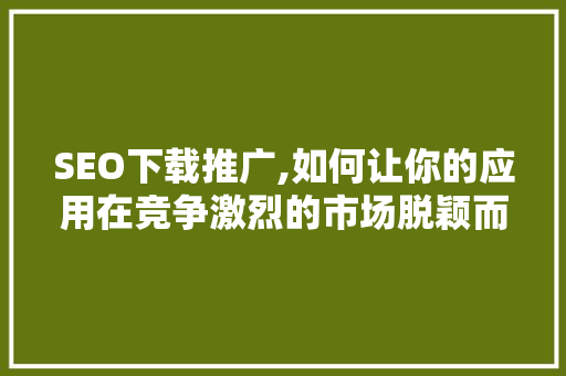 SEO下载推广,如何让你的应用在竞争激烈的市场脱颖而出 RESTful API