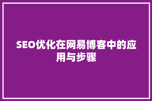 SEO优化在网易博客中的应用与步骤