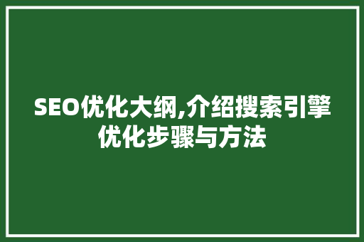 SEO优化大纲,介绍搜索引擎优化步骤与方法 Webpack