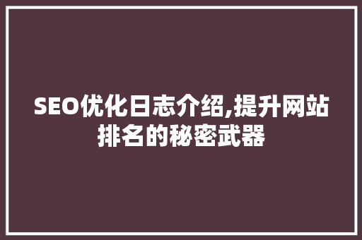 SEO优化日志介绍,提升网站排名的秘密武器 Java