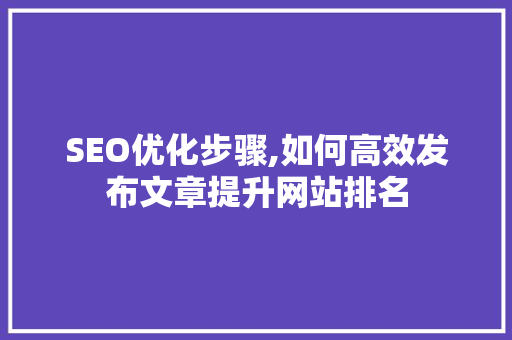 SEO优化步骤,如何高效发布文章提升网站排名 React