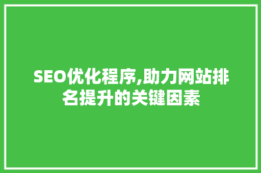 SEO优化程序,助力网站排名提升的关键因素 HTML