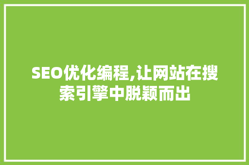 SEO优化编程,让网站在搜索引擎中脱颖而出 HTML