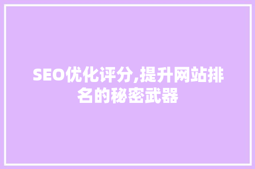 SEO优化评分,提升网站排名的秘密武器 Ruby