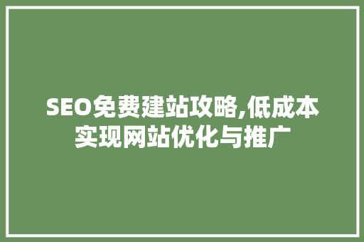 SEO免费建站攻略,低成本实现网站优化与推广 Webpack