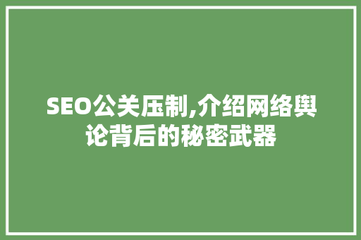 SEO公关压制,介绍网络舆论背后的秘密武器