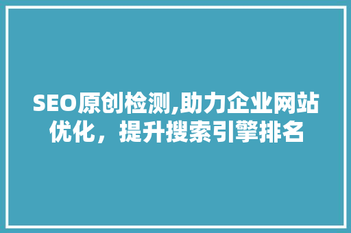 SEO原创检测,助力企业网站优化，提升搜索引擎排名