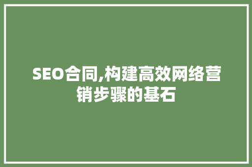 SEO合同,构建高效网络营销步骤的基石