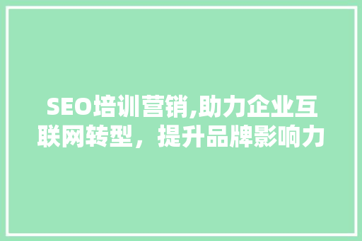 SEO培训营销,助力企业互联网转型，提升品牌影响力