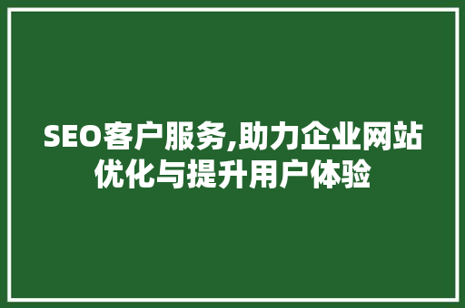 SEO客户服务,助力企业网站优化与提升用户体验 PHP