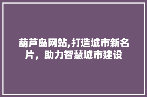 葫芦岛网站,打造城市新名片，助力智慧城市建设