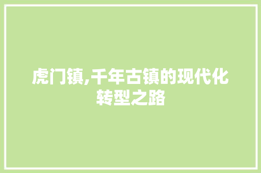 虎门镇,千年古镇的现代化转型之路