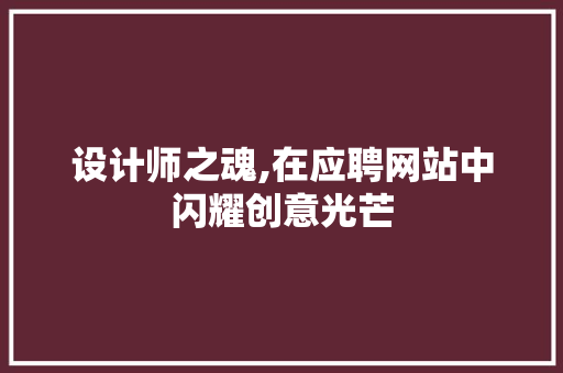 设计师之魂,在应聘网站中闪耀创意光芒