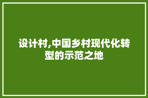 设计村,中国乡村现代化转型的示范之地 Node.js