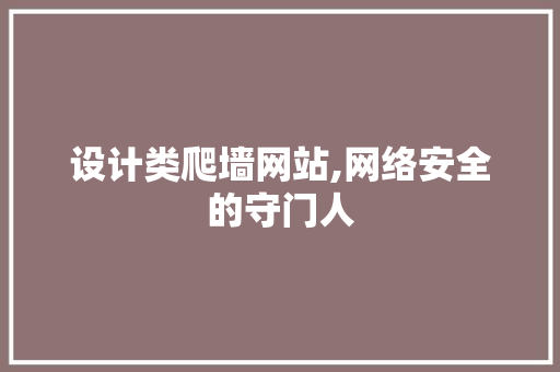 设计类爬墙网站,网络安全的守门人