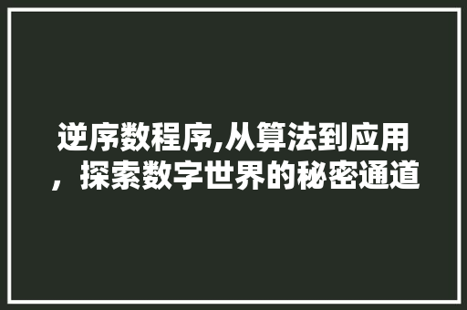 逆序数程序,从算法到应用，探索数字世界的秘密通道 NoSQL