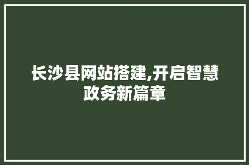 长沙县网站搭建,开启智慧政务新篇章