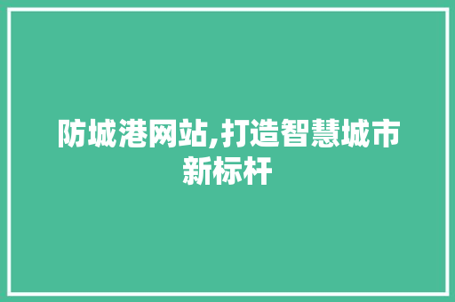 防城港网站,打造智慧城市新标杆 React