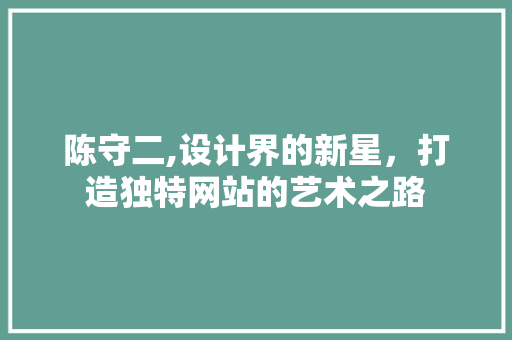 陈守二,设计界的新星，打造独特网站的艺术之路 Angular