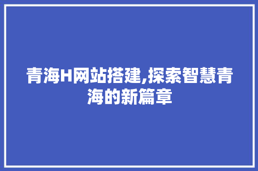 青海H网站搭建,探索智慧青海的新篇章